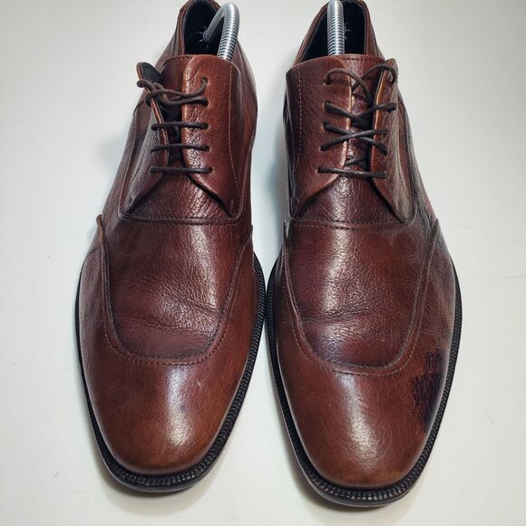 BOSS Hugo Boss Mens Merlot Leather Almond Toe Lace Up Oxford Dress Shoe Italy 10 - Picture 3 of 9
